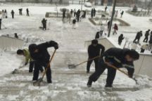 伟德学工部成功组织学生组织齐心除雪